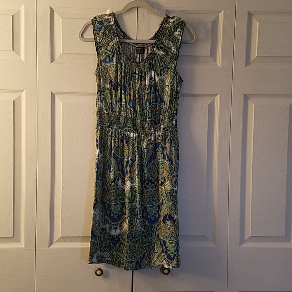 Print dress with elastic waist